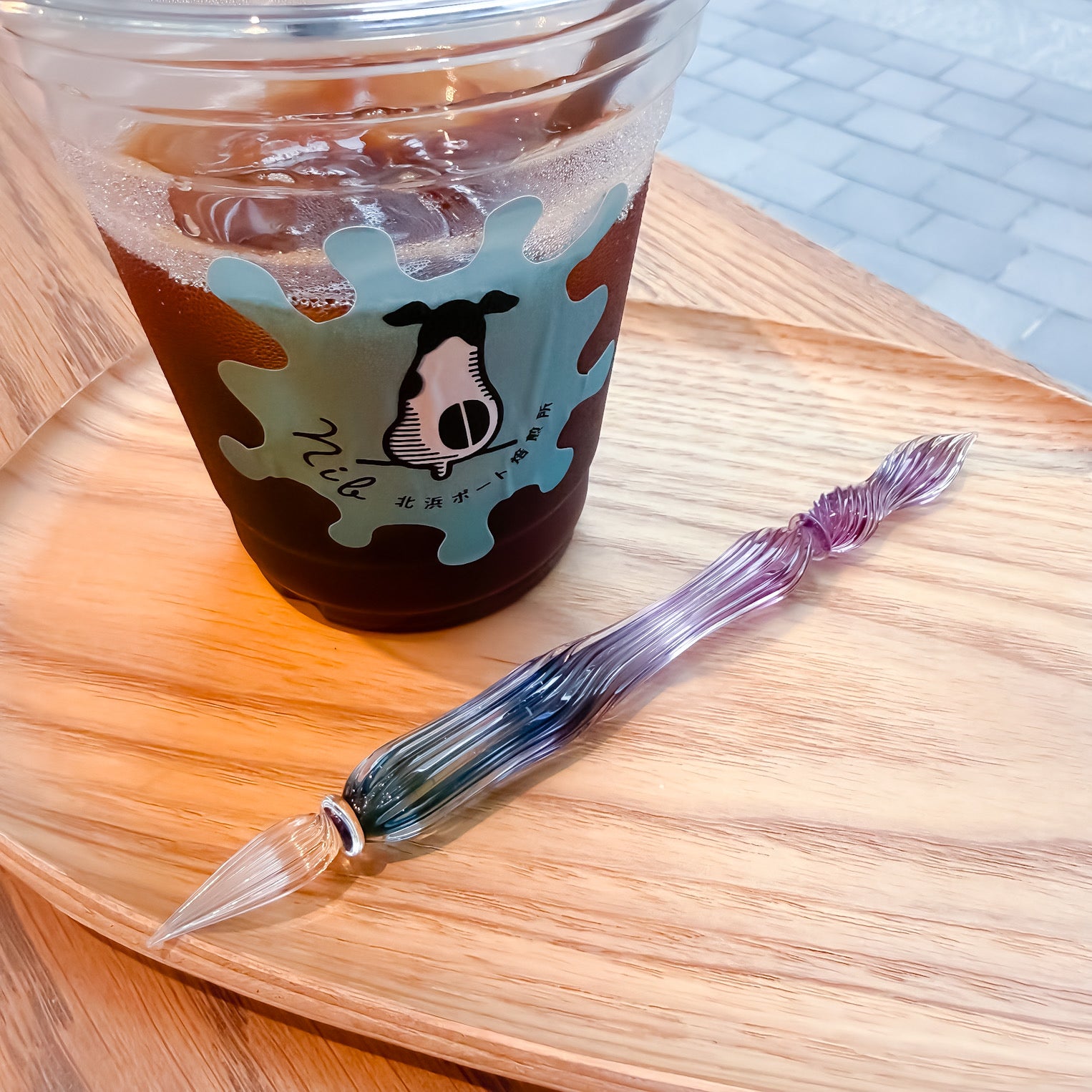 Zephyr Studio(ゼファースタジオ)  Glass Pen -Pleats- Purple Hydrangea-